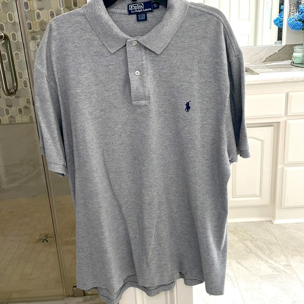 Polo by Ralph Lauren Gray Polo Shirt with Navy Logo